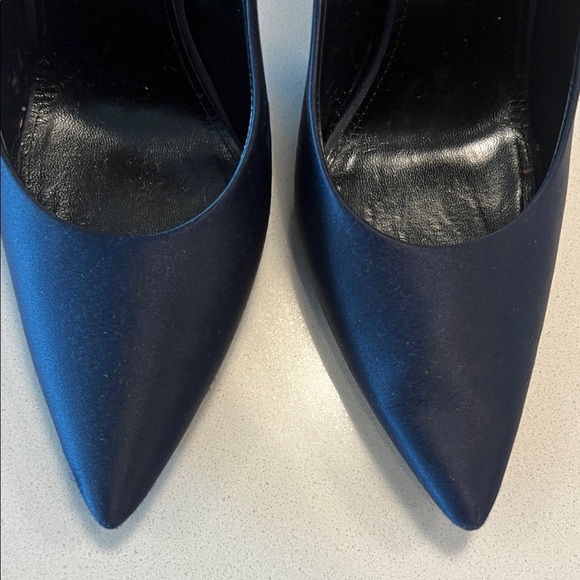 Saint Laurent Midnight Blue Satin Heels - Picture 8 of 11